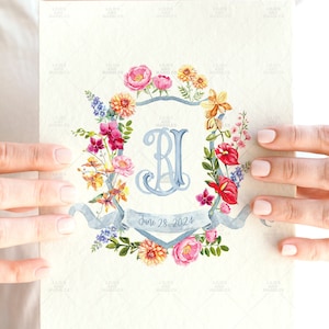 Custom Wedding Crest Custom Crest Wedding Crest Wedding Logo Personalized Wedding Crest Watercolor Crest Watercolor Wedding Stationery