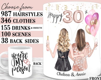 BIRTHDAY (any number) Custom Best Friends Mug - Personalized Bestie Mug Personalized Best Friends Mug Best Friend Gift Custom Best Friend