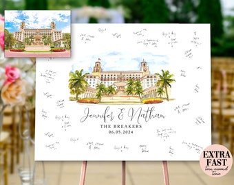 Custom Watercolor Wedding Venue Painting, Guestbook Alternative