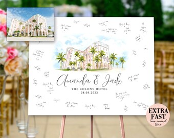Custom Watercolor Wedding Venue Guestbook Sign