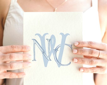 Custom Wedding Monogram Logo, Wedding Monogram, Watercolor Monogram, Wedding Logo, Custom Watercolor Wedding Crest, Custom Watercolor Crest
