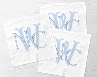 Custom Wedding Monogram Napkins, Personalized Wedding Decor