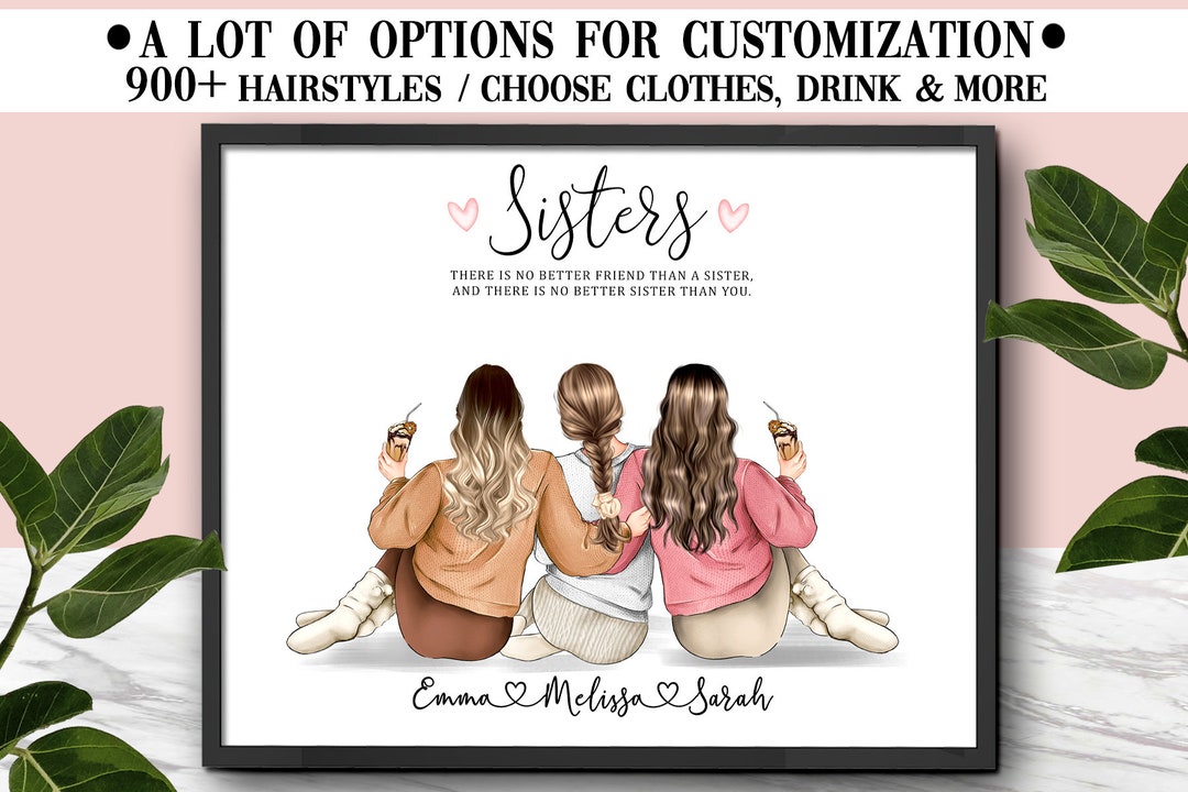 Personalized Sisters Canvas - Up to 5 Girls - Christmas Gift For Sisters/Friends - Always Sisters main image 0