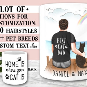 Custom Cat Mug Fathers Day Pet Mug Custom Personalized Cat Mug Personalized Cat Mug Pet Portrait Custom Cat Dad Gift Custom Cat Dad Mug