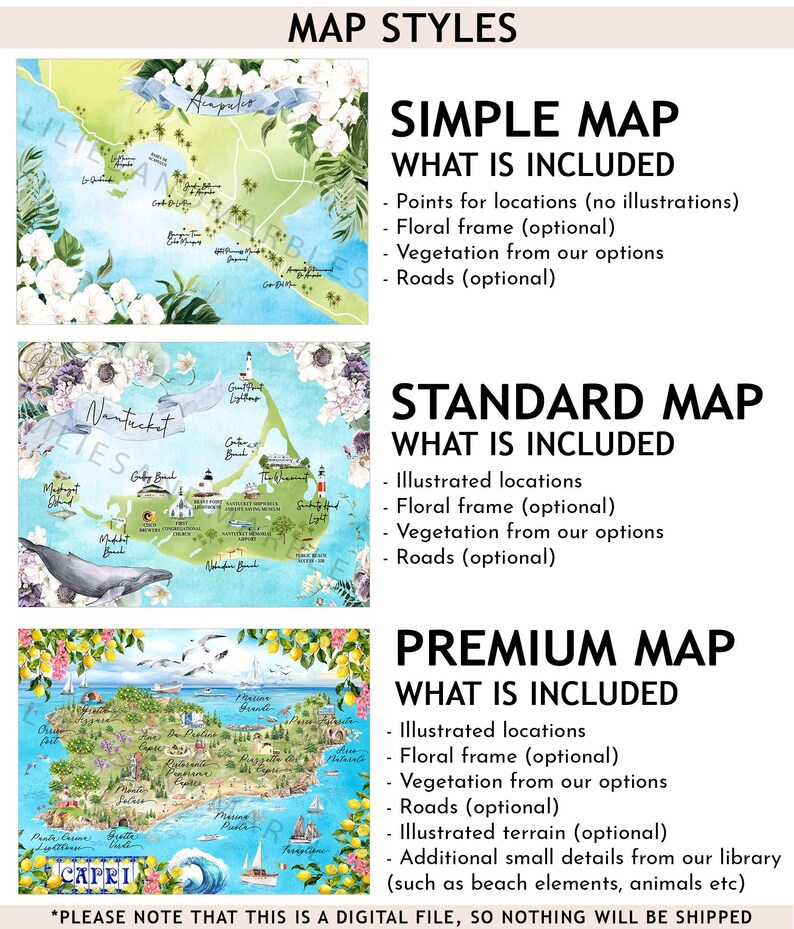 Custom Watercolor Wedding Map, Illustrated Map - Etsy