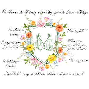 Custom Wedding Crest Custom Crest Wedding Crest Wedding Logo Personalized Wedding Crest Watercolor Crest Watercolor Wedding Stationery