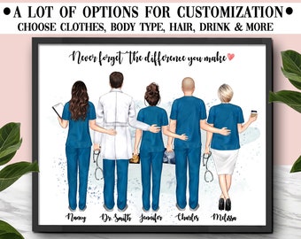 Custom Nurse Print, Personalized Nurse Print, Nurse Squad Print, Medical Team, Nurse Gifts, Personalized Nurse Graduation Gift, Doctor Print