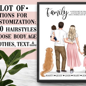 Custom Family Portrait Illustration Family Portrait With Pets Family Portrait Watercolor Custom Family Print Family Print Custom Mother Gift