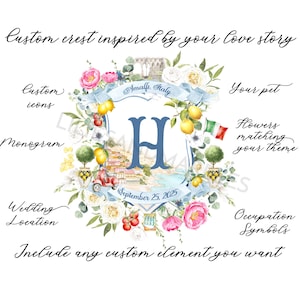 Custom Wedding Crest Custom Crest Wedding Crest Wedding Logo Personalized Wedding Crest Watercolor Crest Watercolor Wedding Stationery
