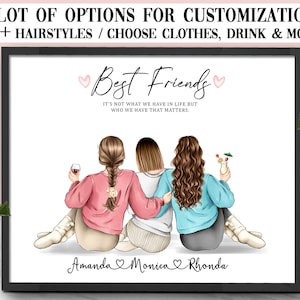 3 Best Friends Print, Custom 3 Friends Print, Custom 3 Best Friends Print, Three Best Friends Print Personalized, Custom Three Friends Print