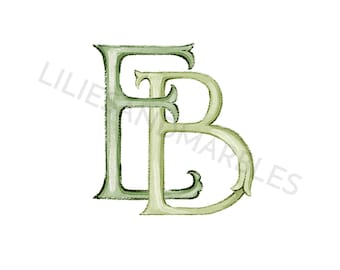 Custom Watercolor Wedding Monogram Logo