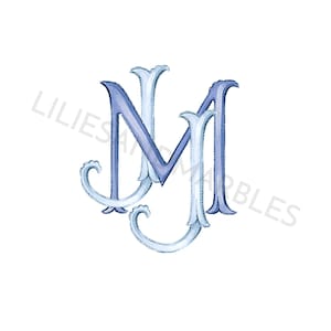 Custom Wedding Monogram Logo, Wedding Monogram, Watercolor Monogram, Wedding Logo, Custom Watercolor Wedding Crest, Custom Watercolor Crest,