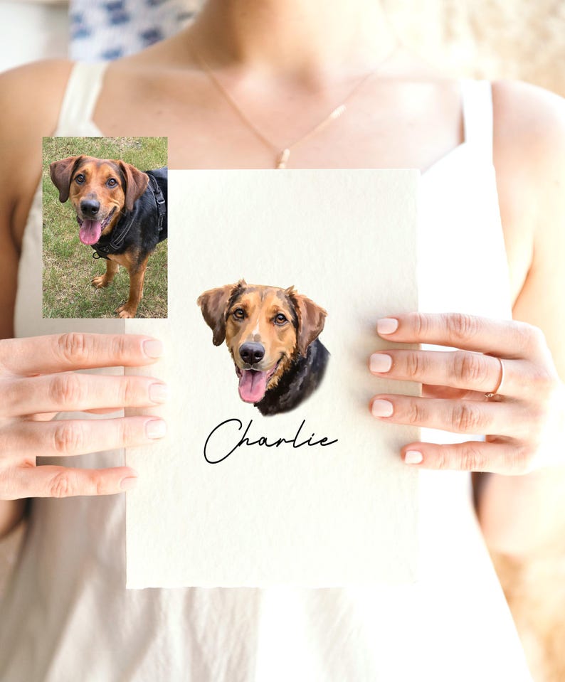 Custom Pet Portrait From Photo, Custom Pet Portrait Gift, Dog Portrait, Custom Pet Memorial Art, Custom Pet Portrait Painting, Dog Portrait Bild 2