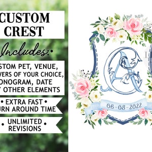 Custom Wedding Crest Custom Crest Wedding Crest Wedding Logo Personalized Wedding Crest Watercolor Crest Watercolor Wedding Stationery