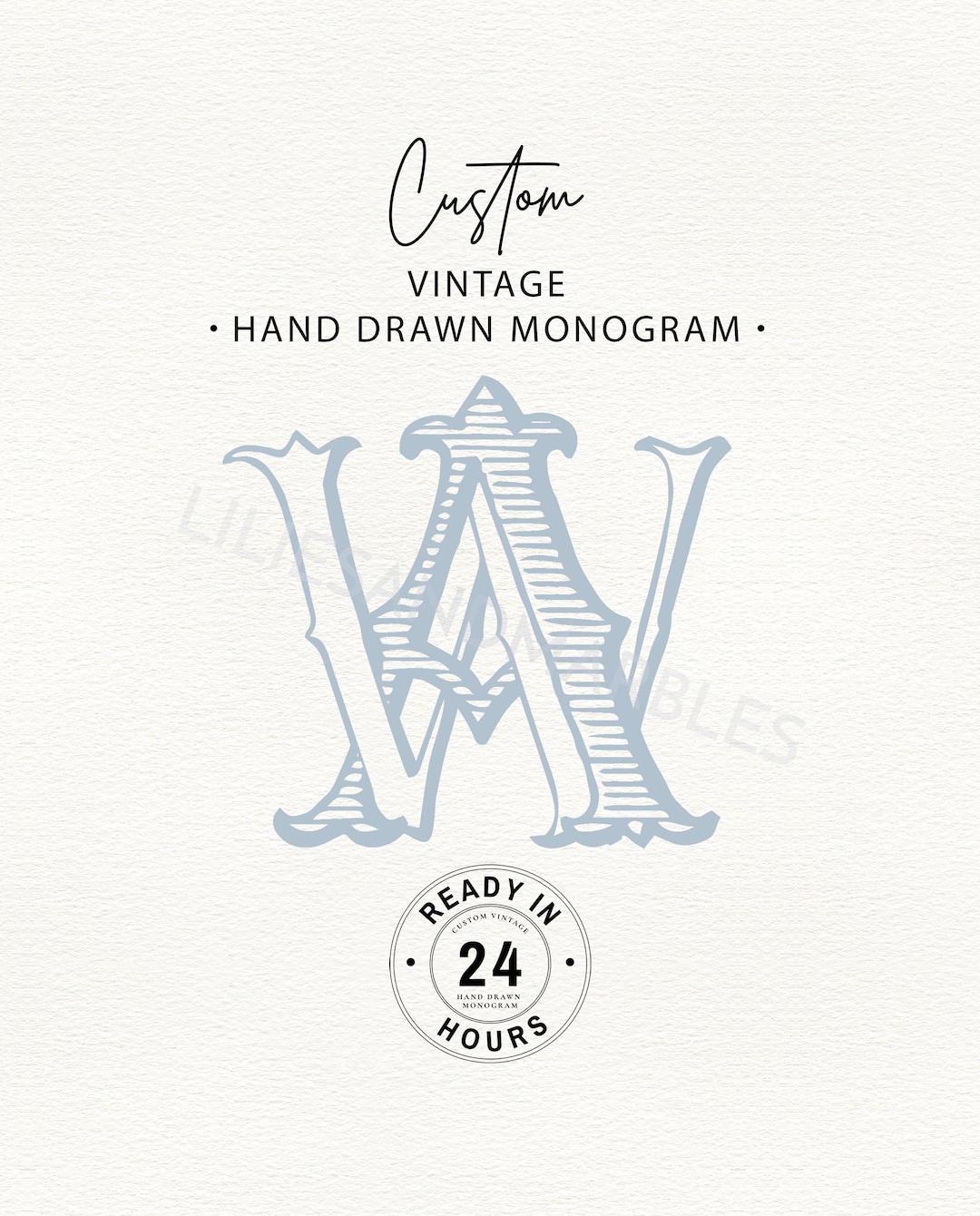 Custom Vintage Monogram, Hand Drawn Monogram, Custom Monogram Initials ...