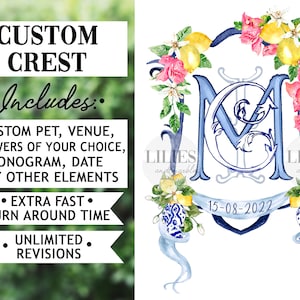 Custom Wedding Crest Custom Crest Wedding Crest Wedding Logo Personalized Wedding Crest Watercolor Crest Watercolor Wedding Stationery