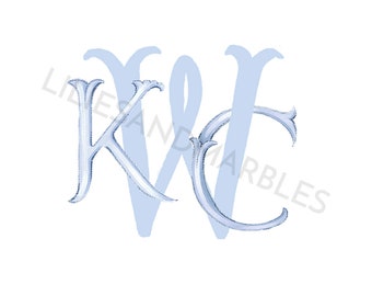 Custom Watercolor Wedding Monogram Logo