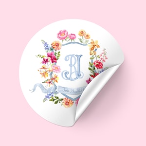 Crest Stickers Custom Wedding Crest Custom Crest Wedding Crest Wedding Logo Personalized Wedding Crest Watercolor Crest