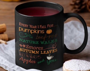 Every Year I Fall For Pumpkins, Pumpkin Mug, Autumn Mug, Cute Fall Mug, Cute Autumn Coffee Mug, Fall Coffee Mug