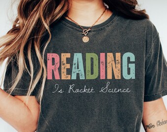 La lectura es ciencia espacial, camisa de profesor, regalos de bibliotecario, camisa de educación en casa, me encanta leer, camiseta de bibliotecario para mujer, regalo amante de los libros