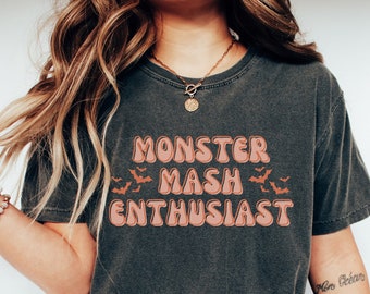 Camisa Monster Mash, linda camisa de fantasma y calabaza, sudadera de otoño de calabaza de Halloween, camisa de cosas de Halloween, camisa de garabatos de Halloween