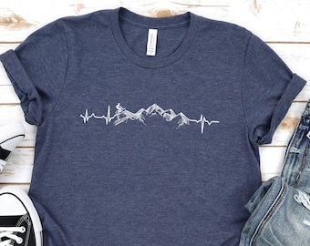 Hiking Shirt, Mountains Biking Heartbeat Shirt, Hiking T Shirt, Nature T Shirt, Nature Lover Shirt, Adventure Shirt, Hiking Mom Shirt