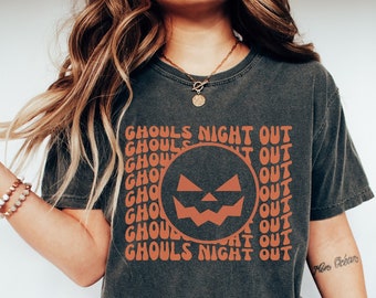 Camisa de noche de necrófagos, linda camisa de fantasma y calabaza, sudadera de otoño de Halloween de calabaza, camisa de cosas de Halloween, camisa de garabatos de Halloween