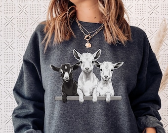 Sudadera con lindas cabras, divertida camiseta de niño cabra, camiseta de animal de granja de cabras, camiseta de niña granjera, atuendo de hermano granjero, camiseta de cabra para hombres y mujeres