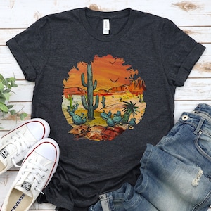 Desert Shirt, Cactus Plants, T-Shirt For Women, Cactus Shirt, Desert Adventure Shirt, Arizona Shirt, Cactus Scene Shirt, Cute Cactus Shirt
