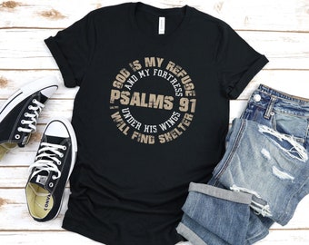 Psalms 91 T Shirt, Christian T Shirt, Religious Shirt, Blessed Shirt, Hymn T-Shirt, Bible Verse Shirt, Jesus Love Tee, Christ Jesus Shirt