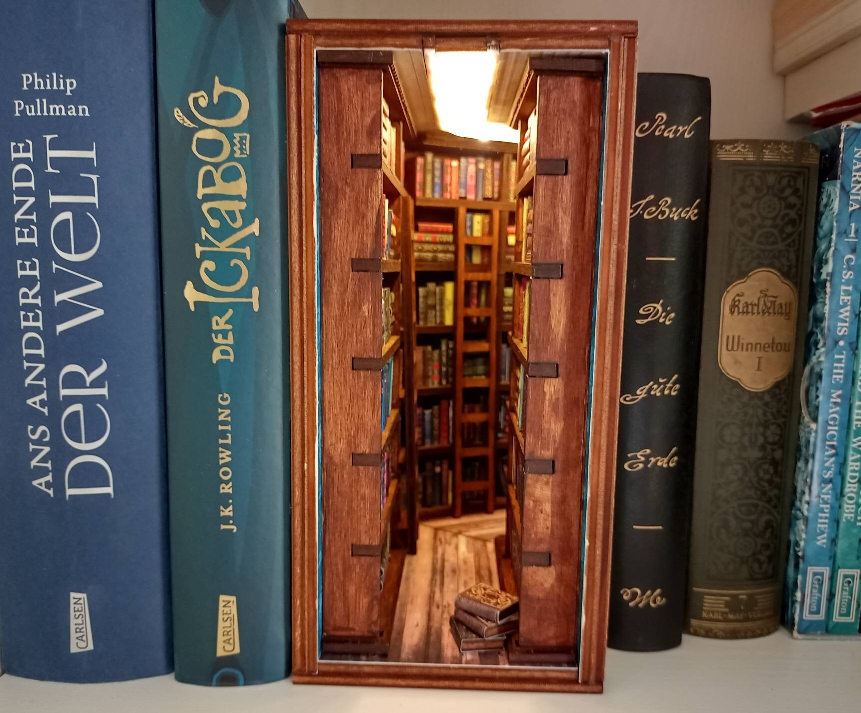 Book Nook library with mirror and LED lighting Etsy