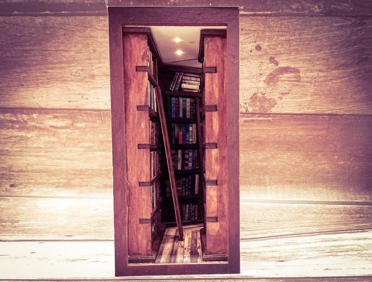 Book Nook Library with Mirror and LED Lighting Kit