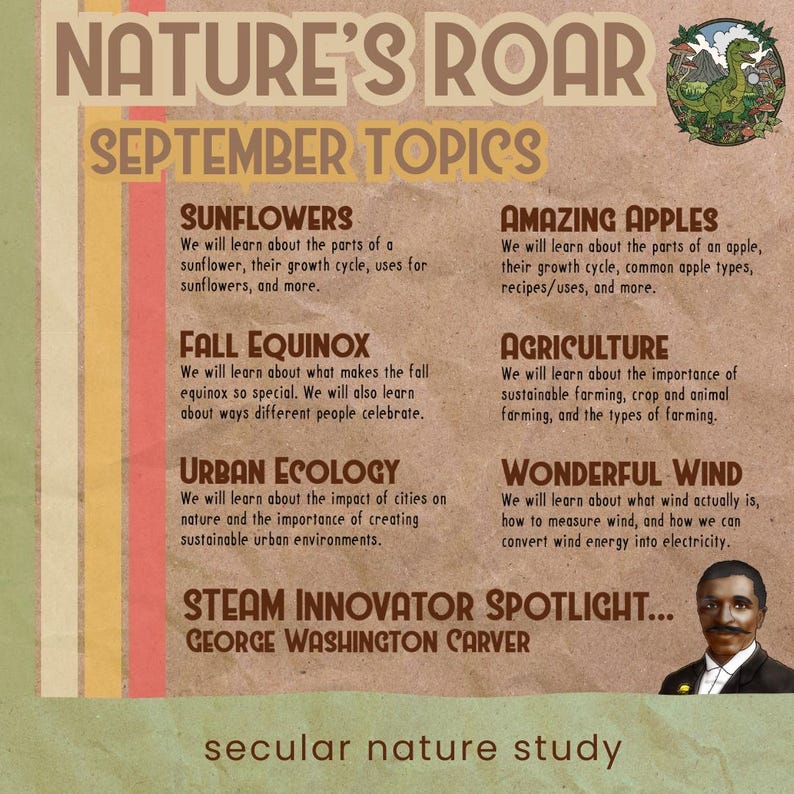 September Inclusion Topics Nature's Roar: September | Secular Nature Study | Homeschool Curriculum ...