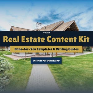 Kit de contenido para agentes inmobiliarios / Descripciones MLS listas para usar, publicaciones para redes sociales, guiones de correo electrónico y plantillas de redacción / Descarga en PDF