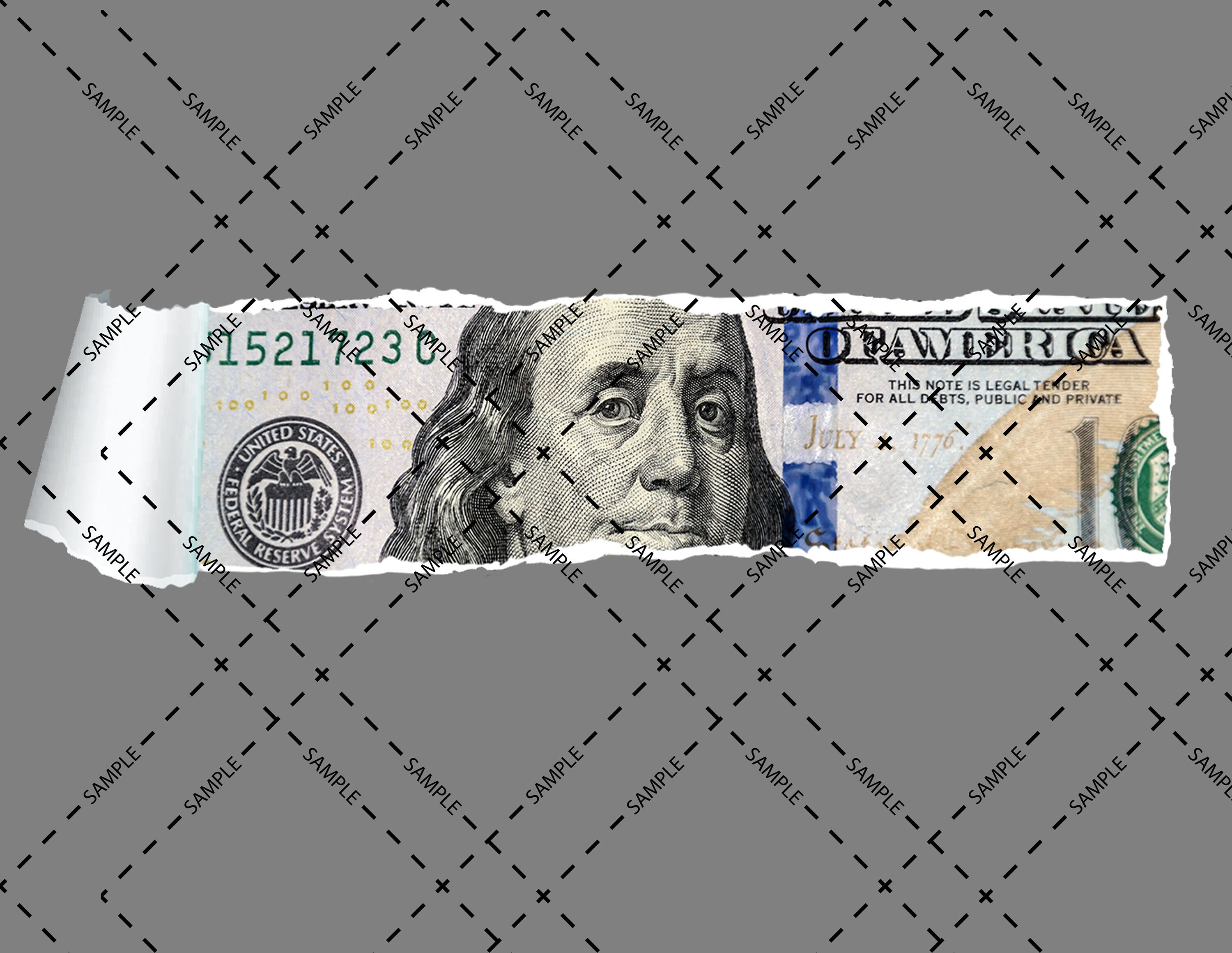 100 Dollar Bill With Torn Paper Effect Etsy