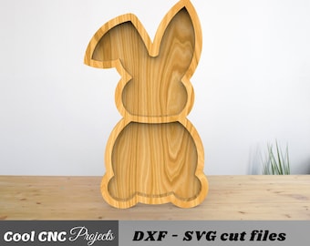 Easter Bunny Serving Plate CNC Files for Wood (svg, dxf, pdf)