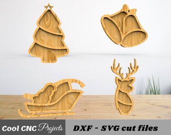 Christmas Tray CNC Files, Wood Cutting Templates (pdf, svg, dxf)