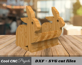 Easter Bunny CNC File For Wood CNC Router File Egg Basket (dwg cdr dxf svg eps pdf ai)