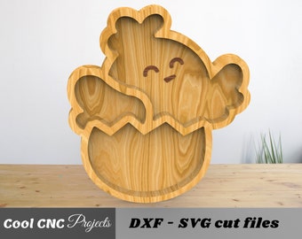 Easter Chick Serving Plate CNC Files For Wood CNC File CNC Router File (dwg cdr dxf svg eps pdf ai)
