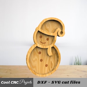 Sneeuwpop dienblad voor kerst CNC-bestanden voor hout (dwg, cdr, dxf, svg, eps, pdf, ai)