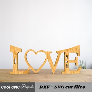 Ik hou van je Valentijnsdag cadeau CNC-bestanden voor hout CNC-bestand CNC-routerbestand (dwg cdr dxf svg eps pdf ai)