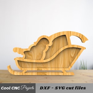File CNC per file di router CNC slitta natalizia in legno (dwg cdr dxf svg eps pdf ai)