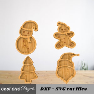 Christmas Tray Pack CNC Files For Wood 4 Designs (dwg cdr dxf svg eps pdf ai)