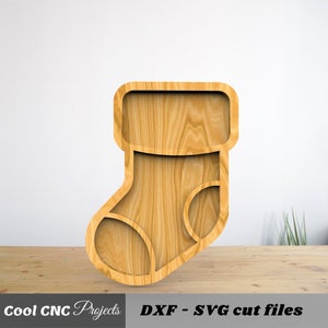 Christmas Stocking Serving Plate CNC Files For Wood CNC File CNC Router File ( dwg dxf ai pdf svg eps cdr )