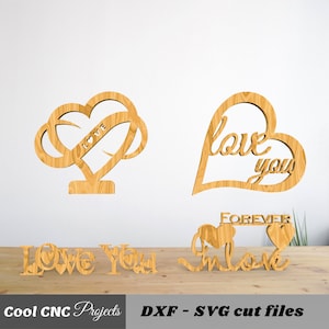 Valentines Day Love Pack 4 Disegni File CNC per legno FILE CNC CNC Router File (dwg cdr dxf svg eps pdf ai)