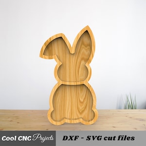 File CNC per piatto da portata a forma di coniglietto pasquale, per legno, file CNC per router CNC (dwg cdr dxf svg eps pdf ai)