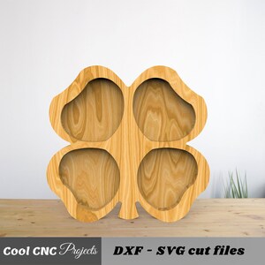 Archivos CNC para plato de servir de trébol de cuatro hojas para madera, archivo CNC, archivo de enrutador CNC (dwg cdr dxf svg eps pdf ai)