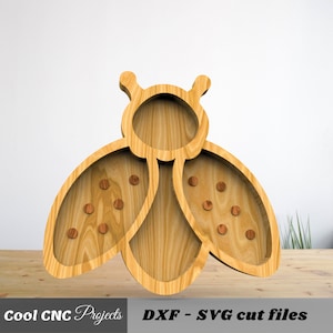 Piatto da portata a forma di coccinella per bambini File CNC per legno File CNC File per router CNC (dwg cdr dxf svg eps pdf ai)