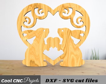 Kaninchen mit Herz-Ostern-Zeichen CNC-Datei (svg, dxf, pdf)