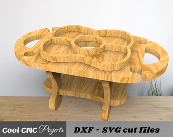 Wine Serving Table CNC Files For Wood CNC File CNC Router File (dwg cdr dxf svg eps pdf ai)